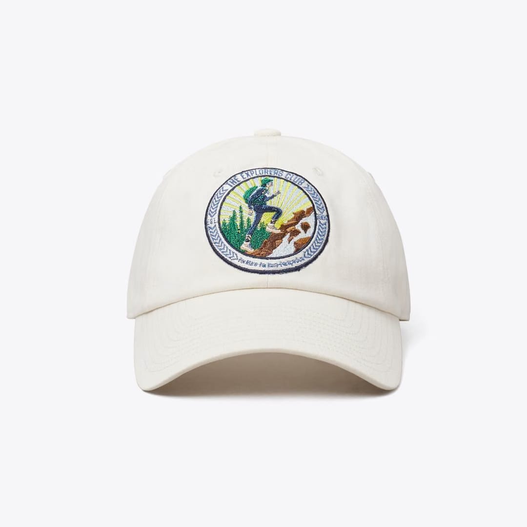 Tory Burch The Explorers Club Baseball Cap Ivory Pearl
