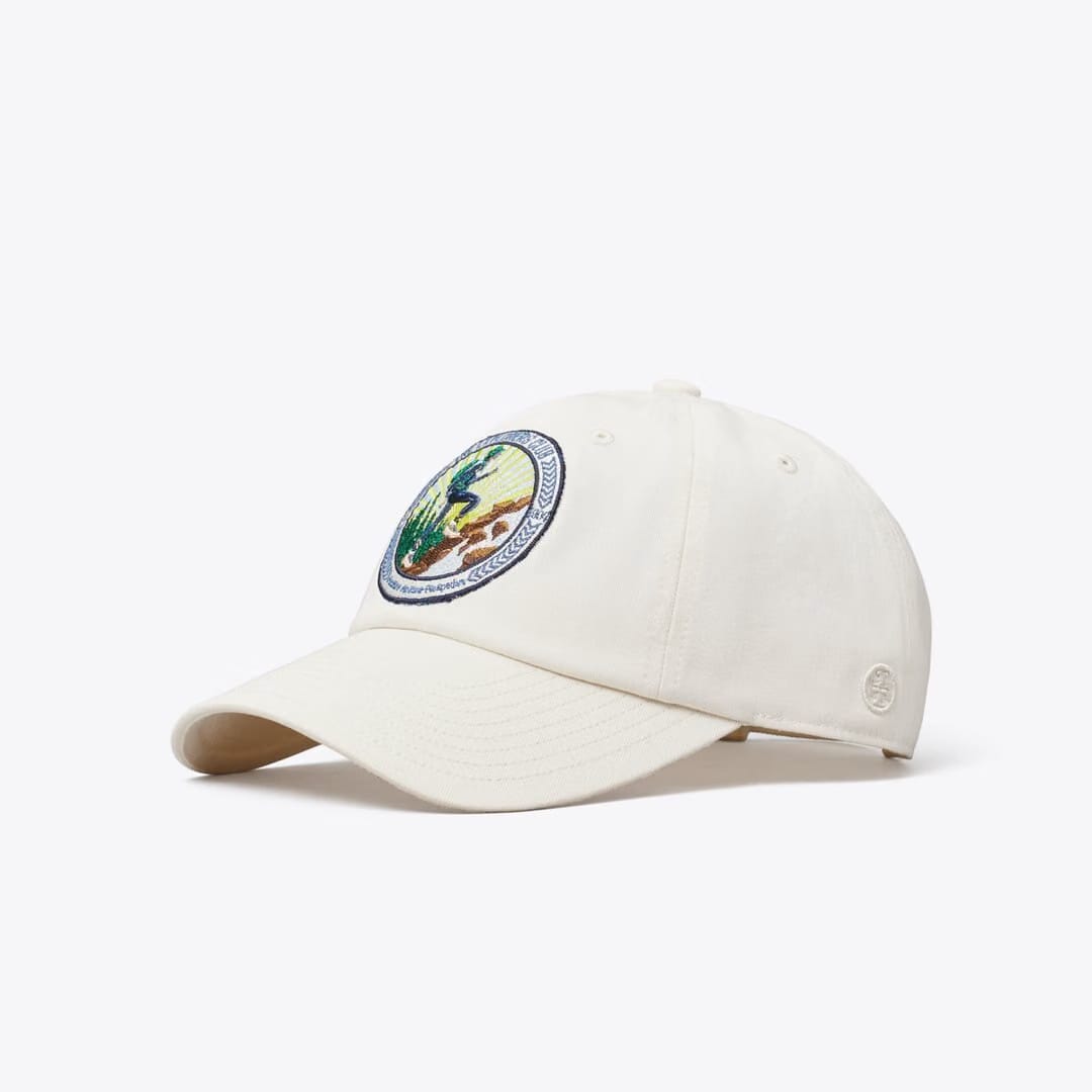 Tory Burch The Explorers Club Baseball Cap Ivory Pearl