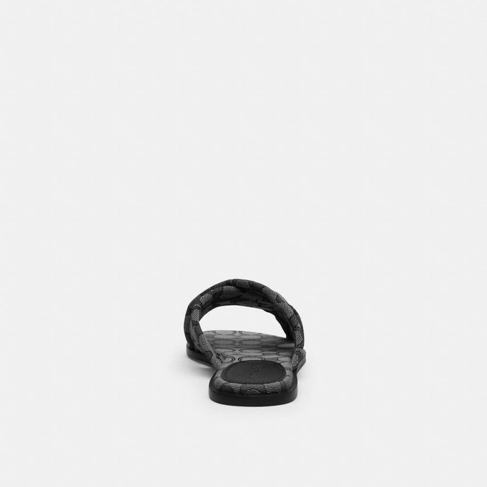 Coach Link Criss Cross Slide In Signature Jacquard Smoke Coal Black