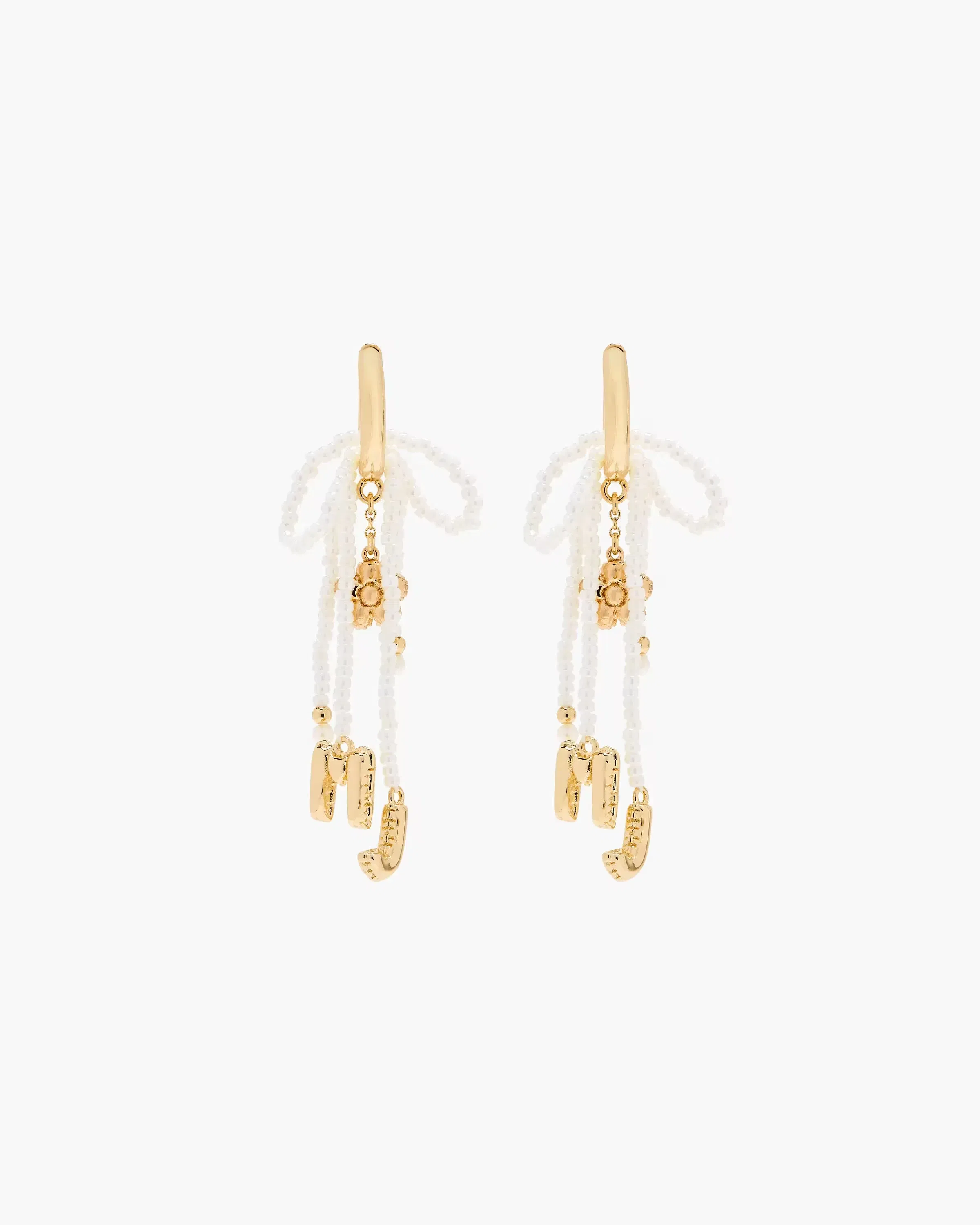 Marc Jacobs The Beaded MJ Balloon Earrnigs Gold/Cream