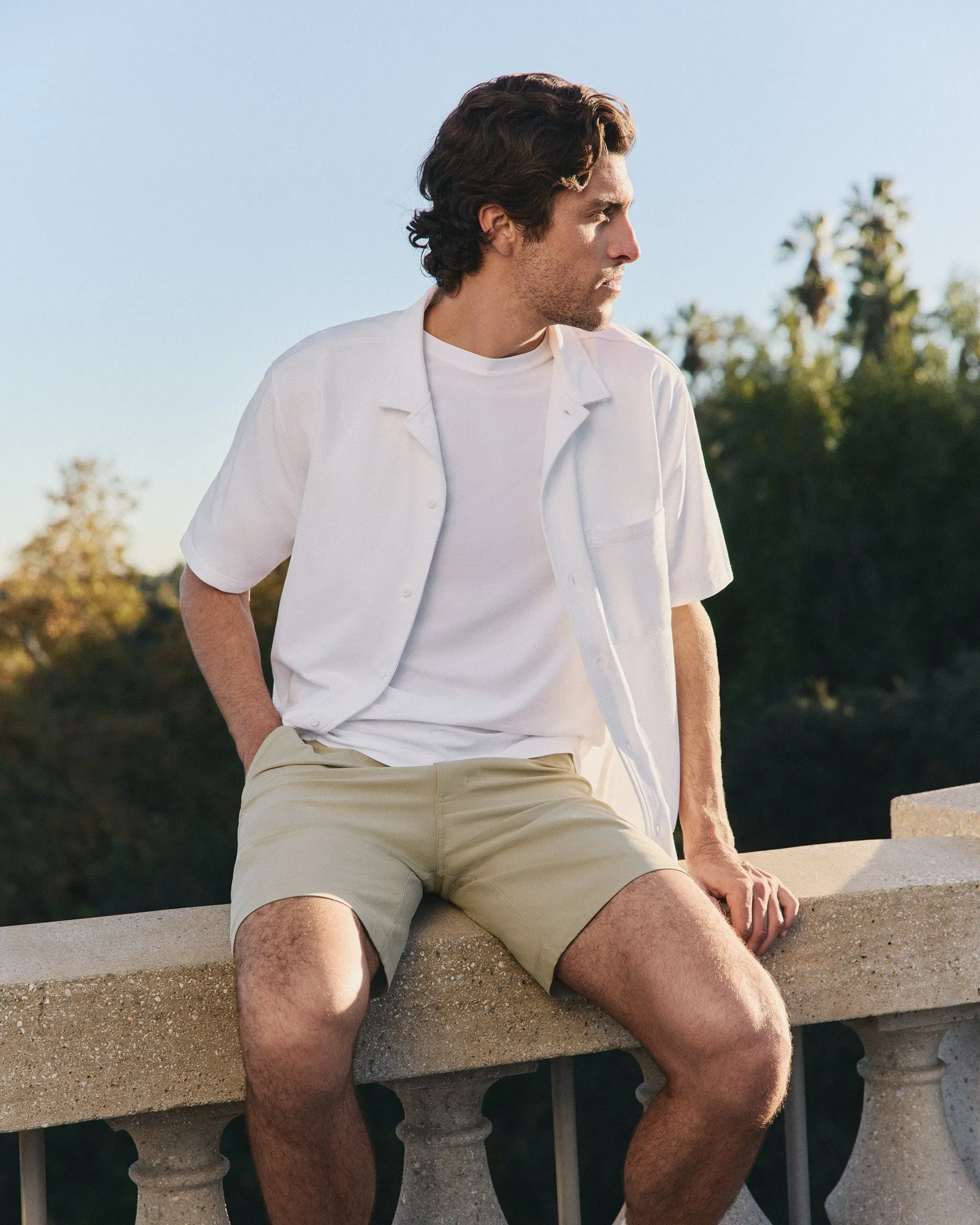 Vuori Short Sleeve Knit Oxford Camp Collar Button Down
