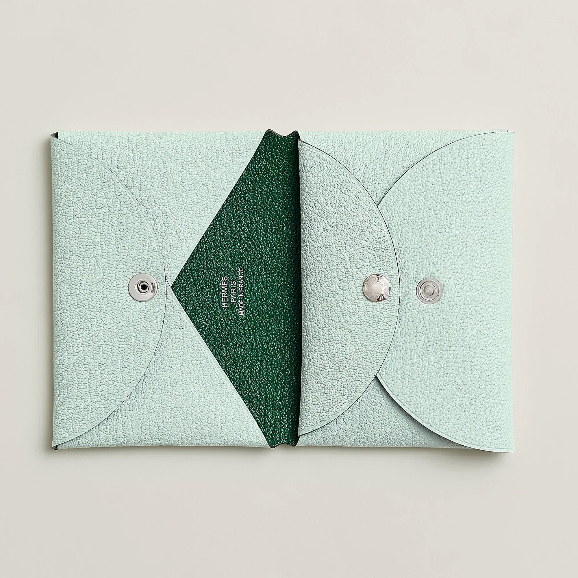 Hermes Calvi Duo Compact Verso Card Holder Jaune Citron