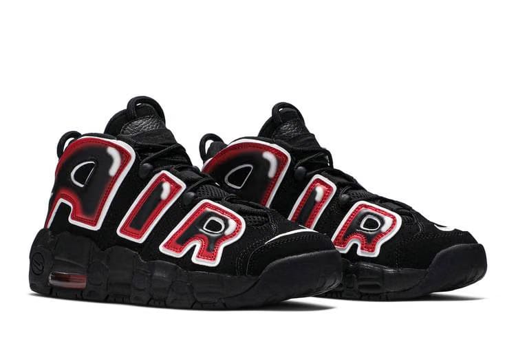 Nike Air More Uptempo Black White Laser Crimson