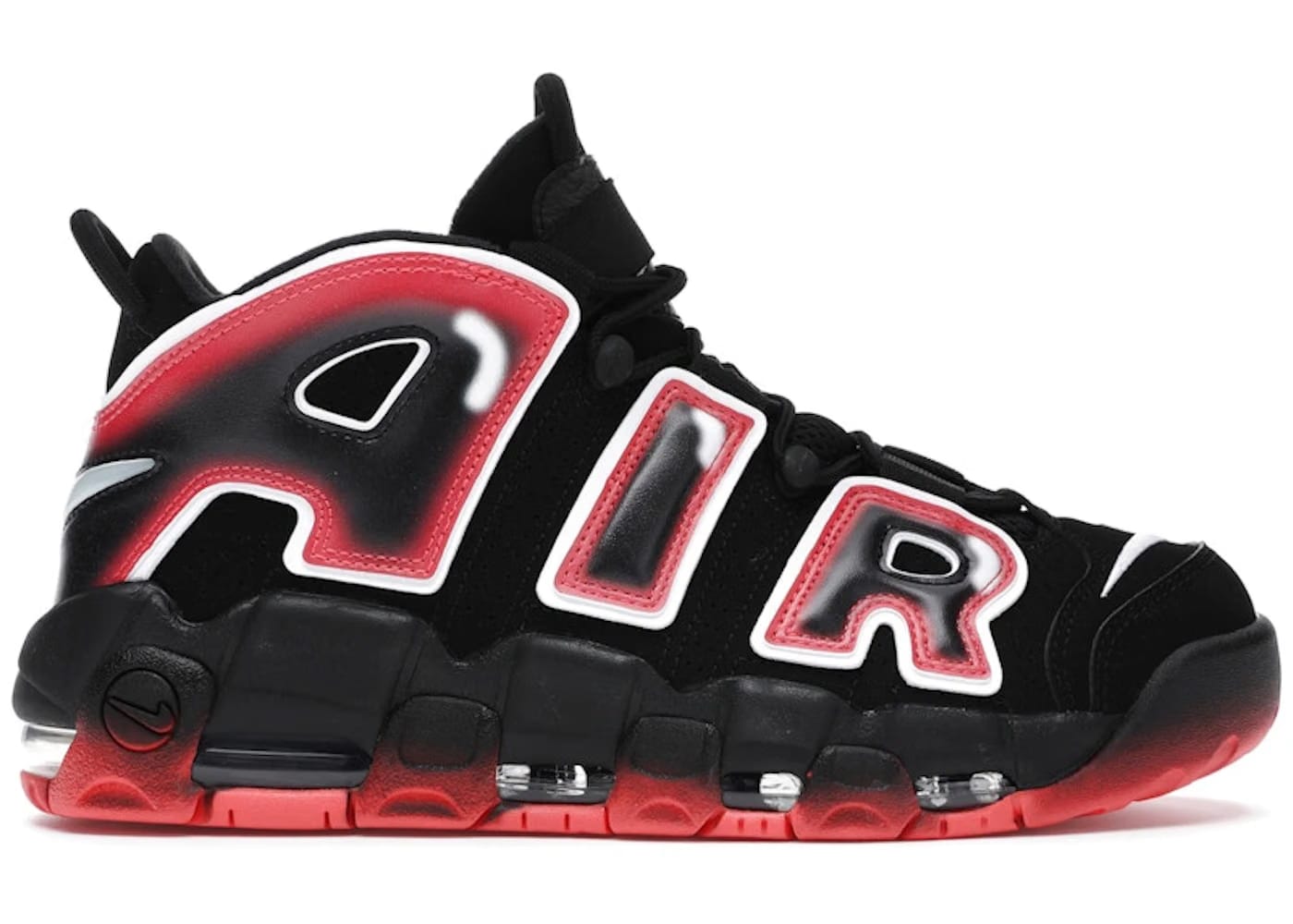 Nike Air More Uptempo Black White Laser Crimson