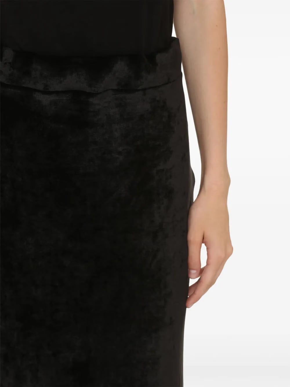 velvet-effect high-waisted skirt