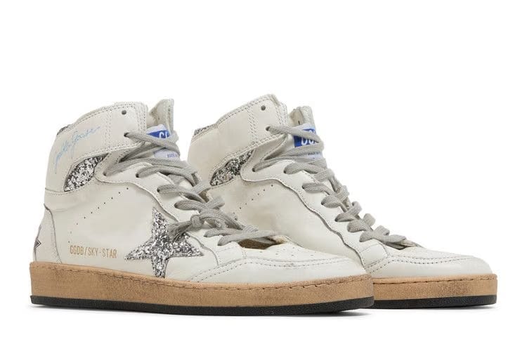Golden Goose Wmns Sky Star 'White Silver Glitter'