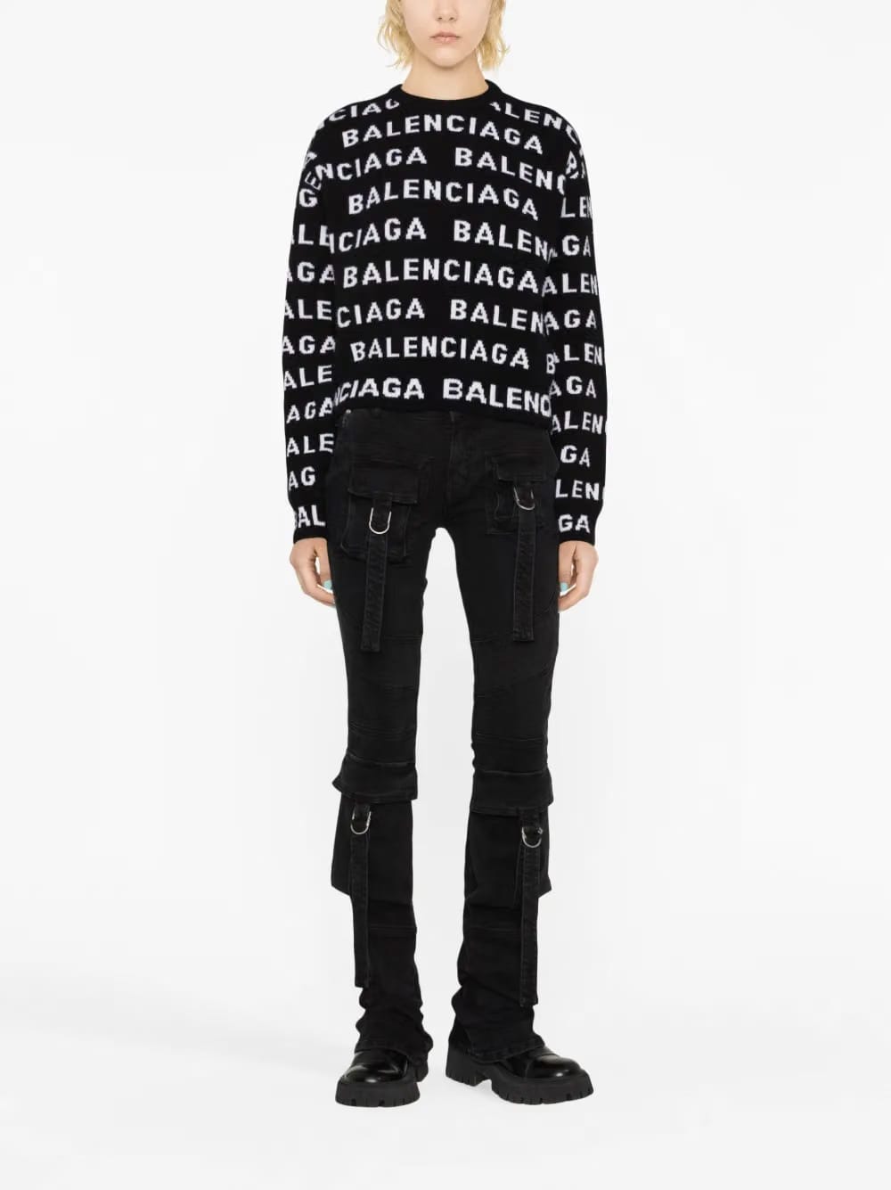 intarsia-logo crew-neck jumper