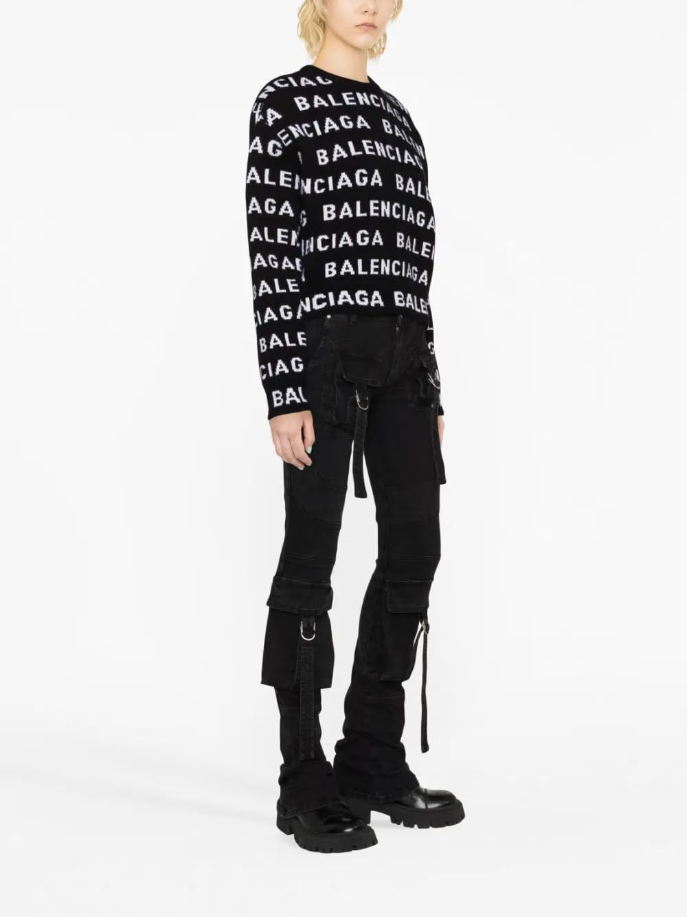 intarsia-logo crew-neck jumper