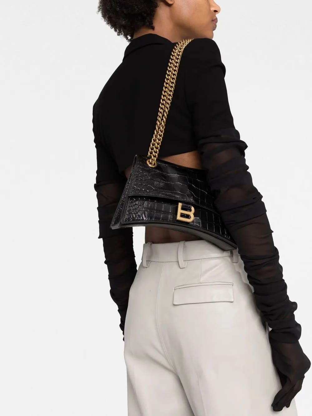 small Crush crocodile-embossed shoulder bag