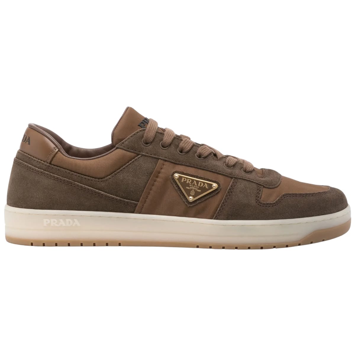 Prada Downtown Suede & Nylon Sneakers brown