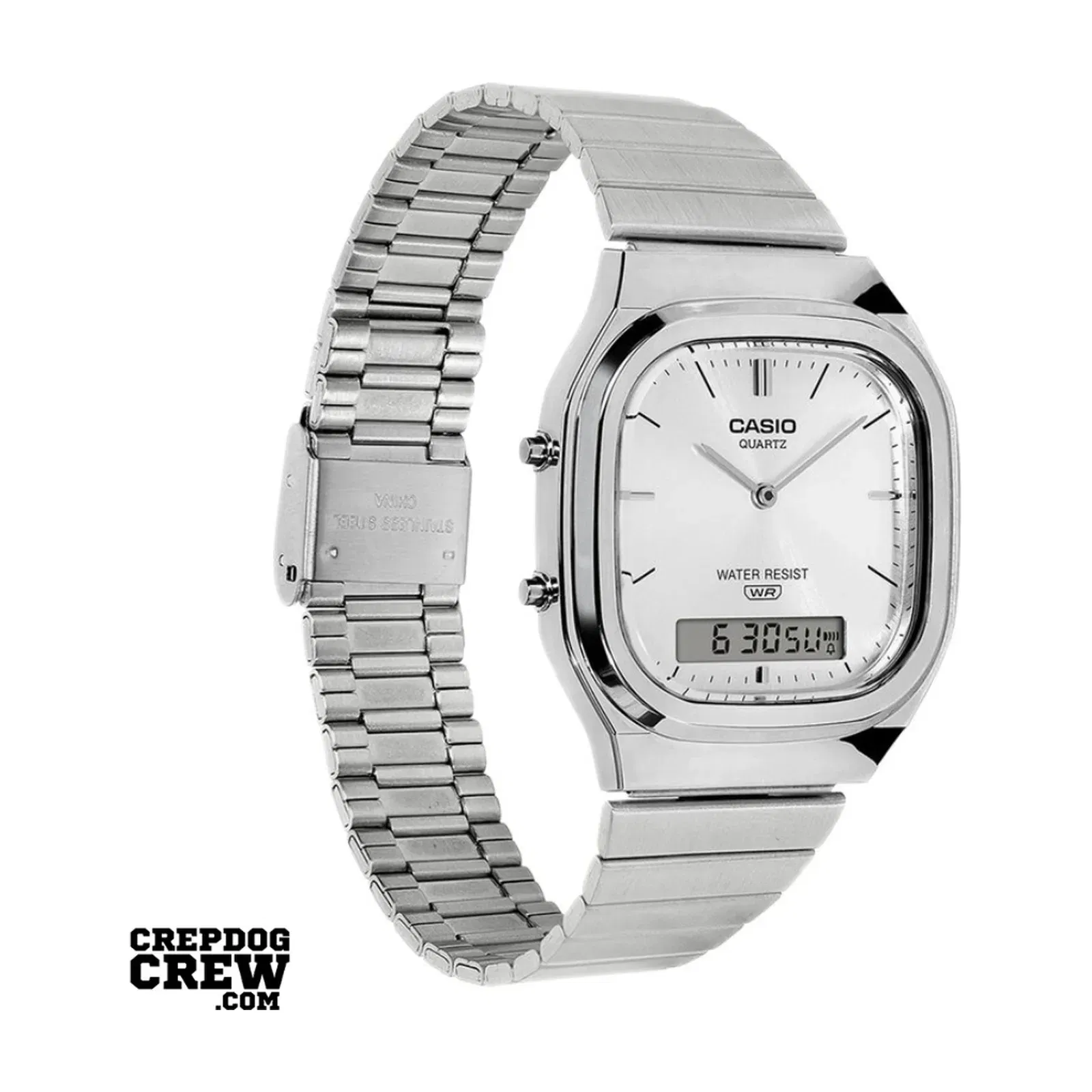 Casio Vintage AQ-240E-7A Silver Dial Analog Digital Stainless Steel Watch with Dual Time D420