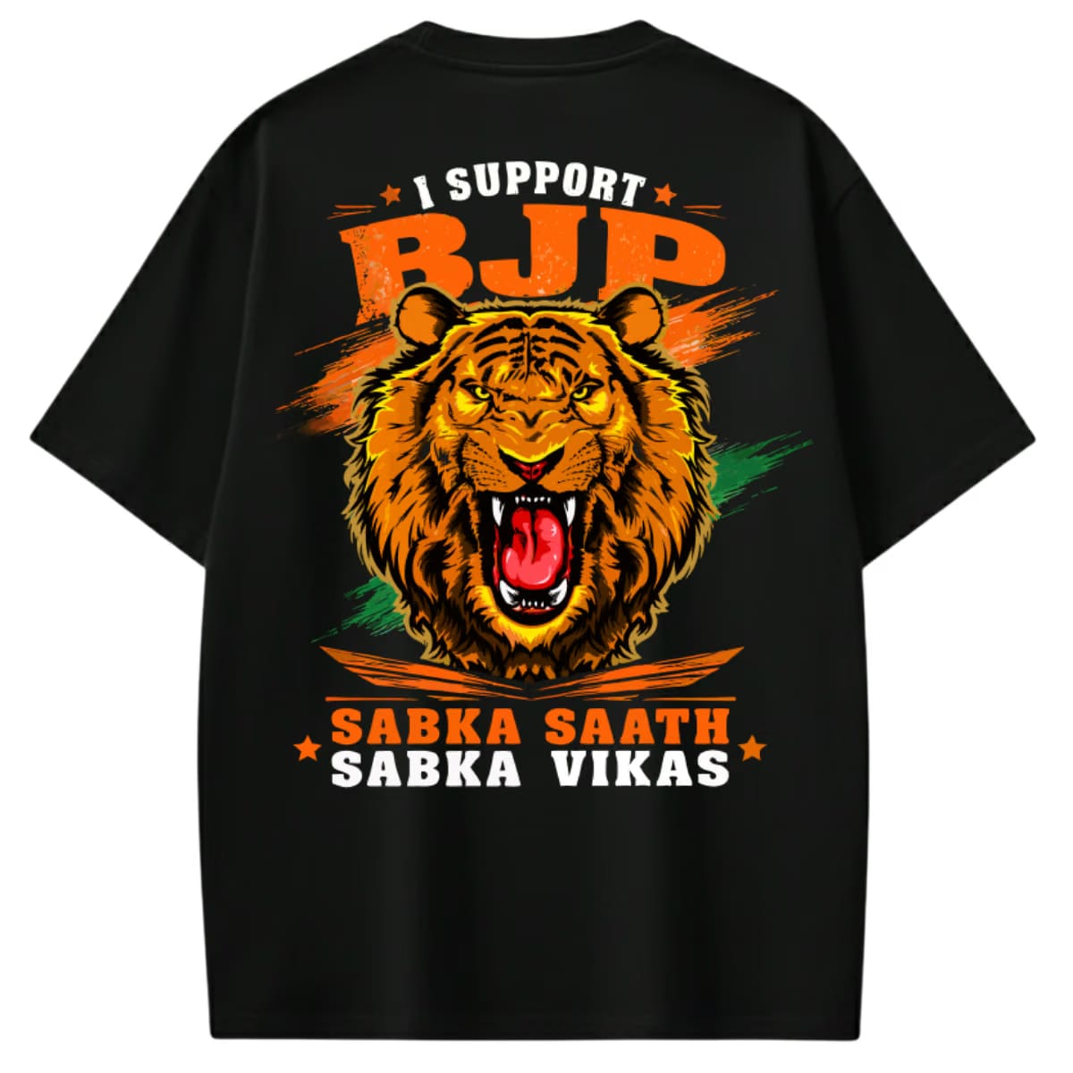 BJP Lion Graphic Black T-shirt