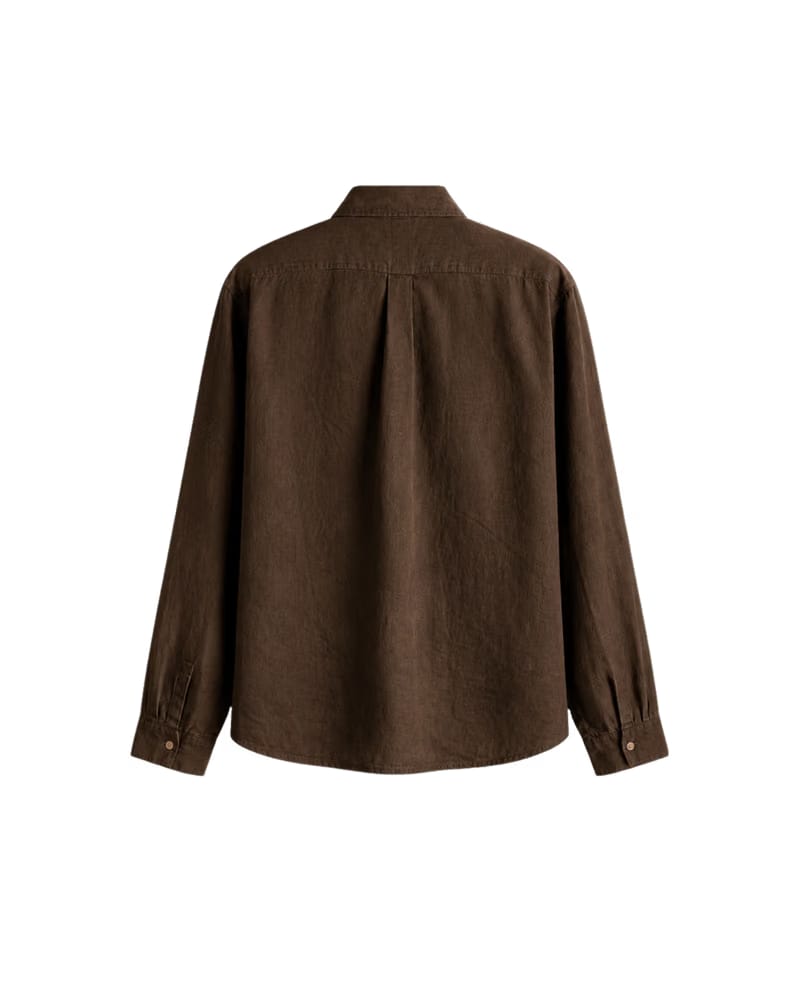 HASHWAY ARCHIVES LINEN EMBROIDERED SHIRT - BROWN