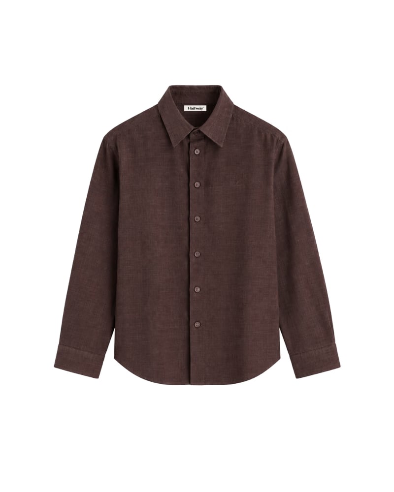 HASHWAY 100% PURE LINEN SHIRT - BROWN