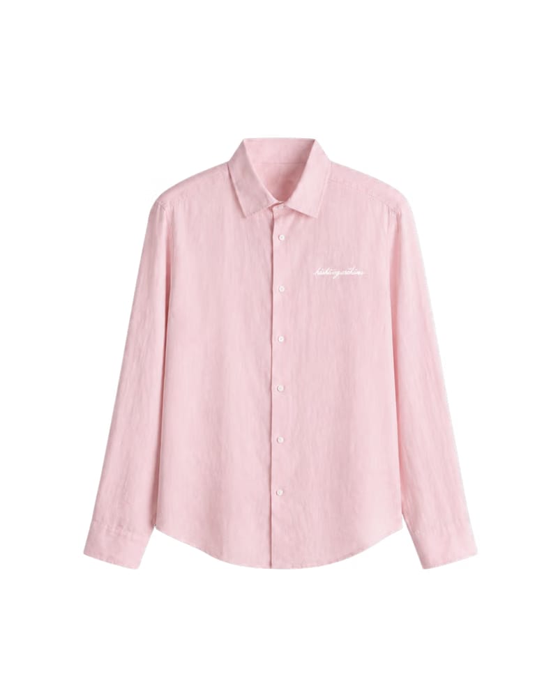 HASHWAY ARCHIVES LINEN EMBROIDERED SHIRT - PINK