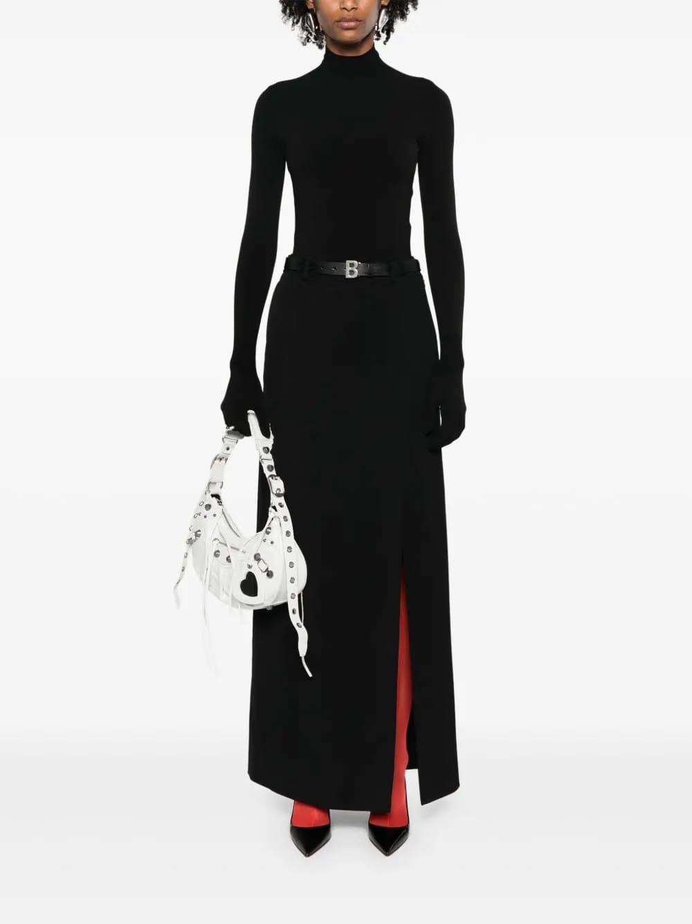 slit tailored maxi skirt