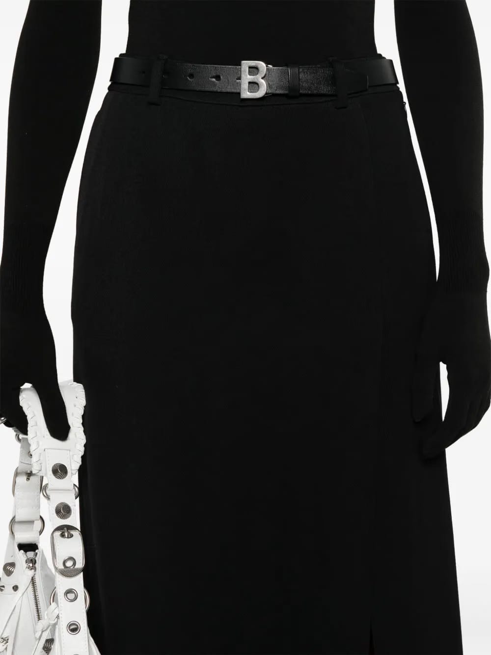 slit tailored maxi skirt