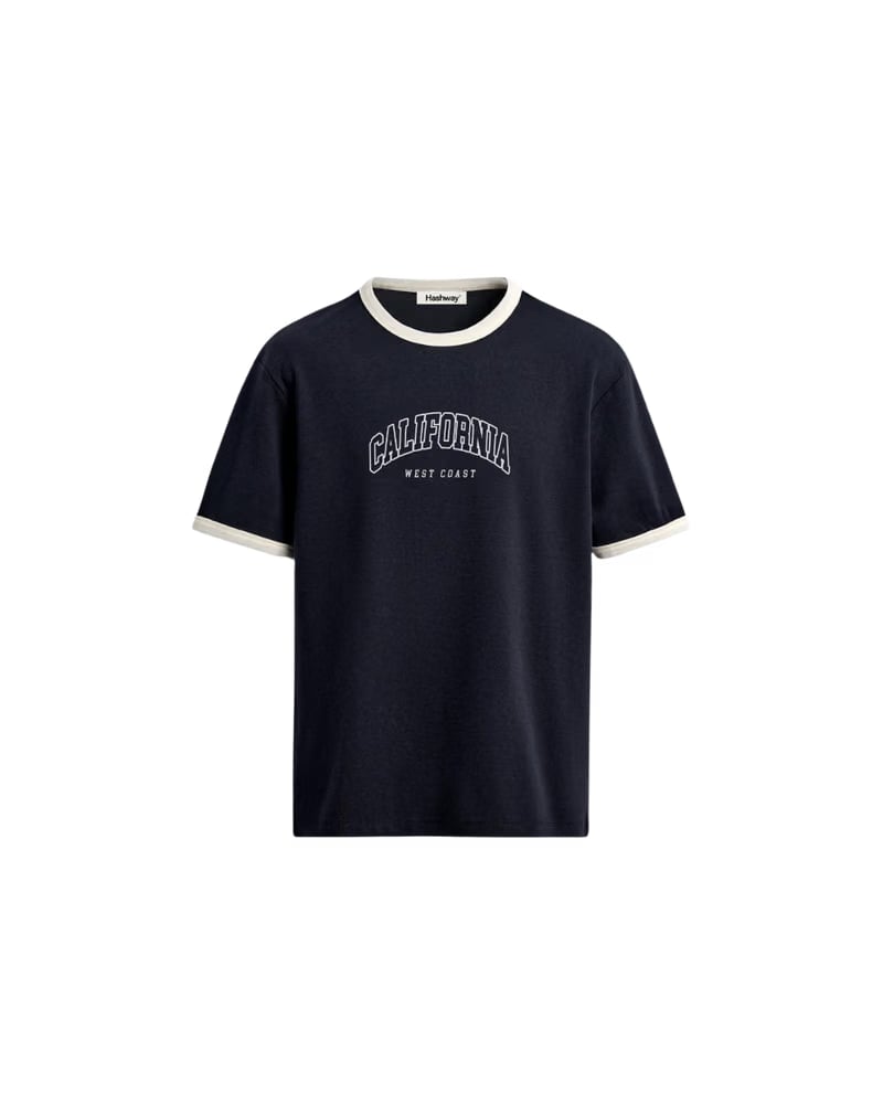 HASHWAY CALIFORNIA WEST RINGER TEE - NAVY BLUE