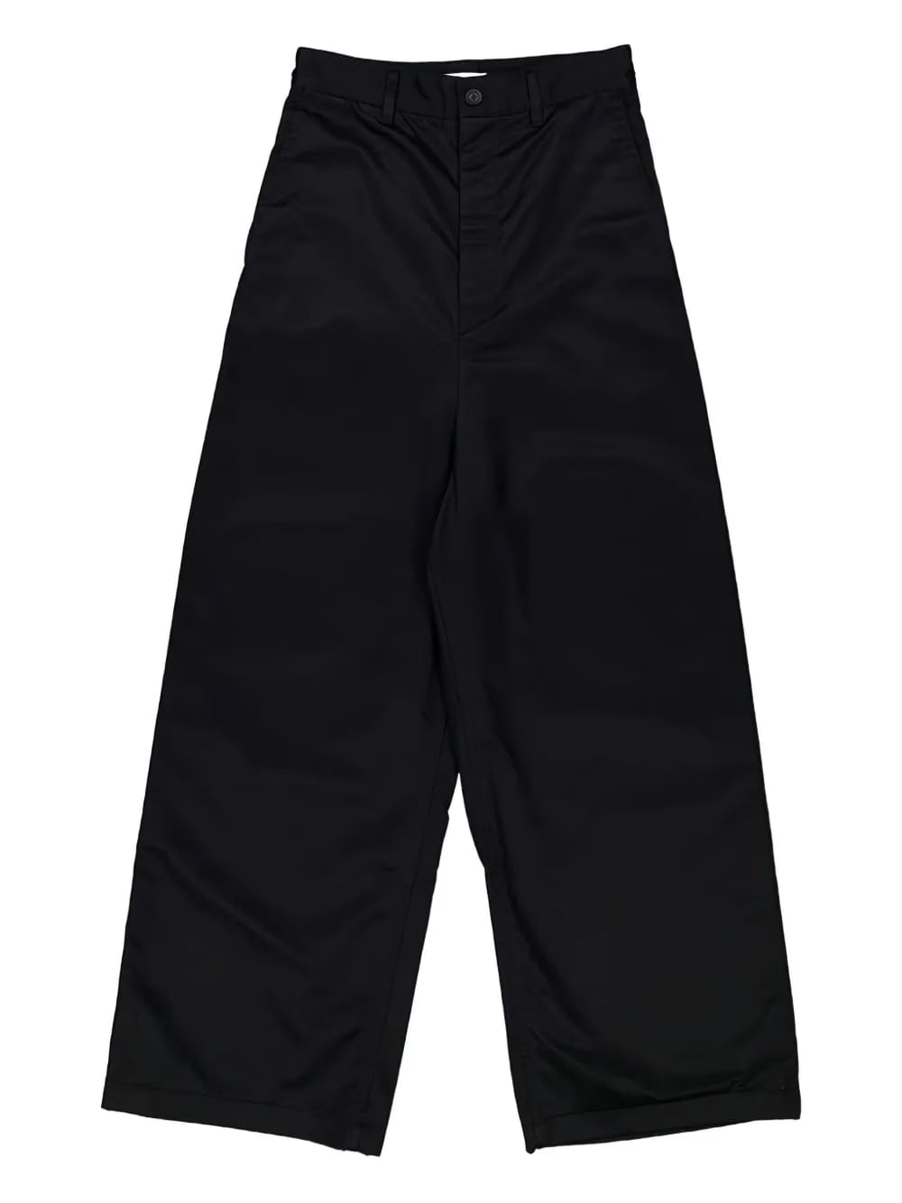 low-crotch wide-leg trousers