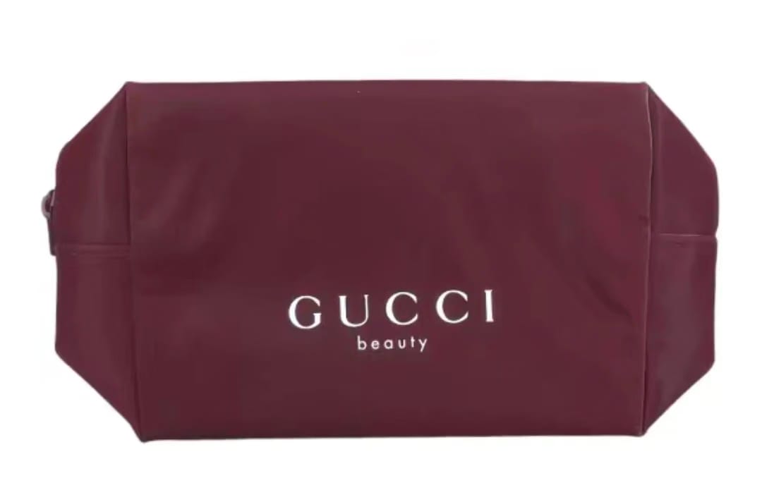 GUCCI Luxury Dark Red Makeup Bag - Portable and Organizable