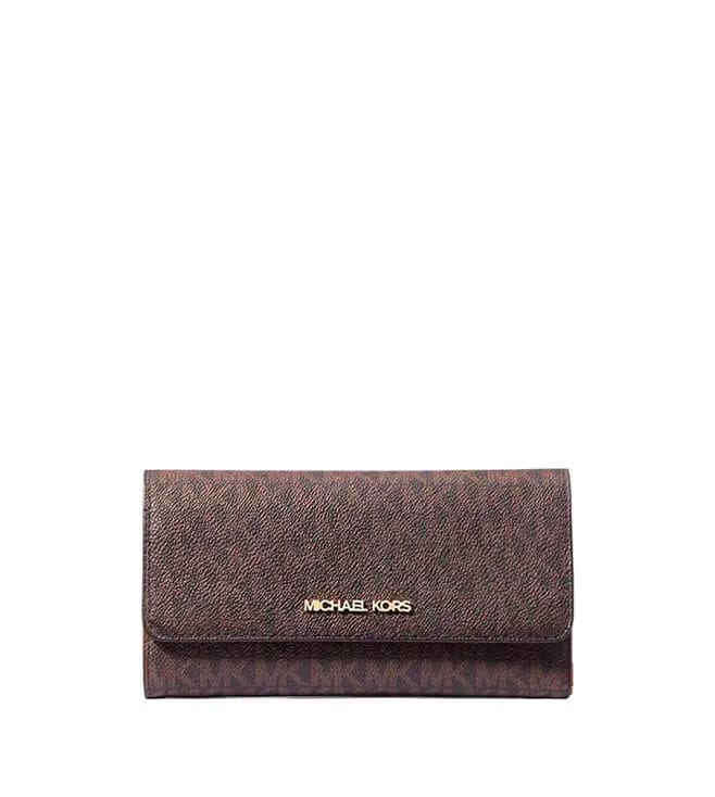 Michael Kors Brown Jet Set Logo Tri-Fold Brown Wallet