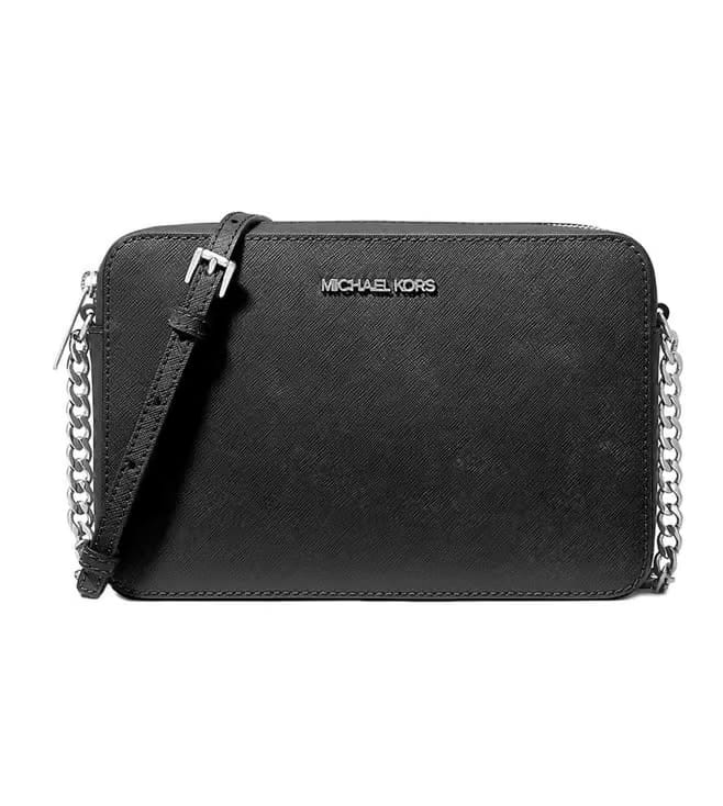 Michael Kors Black Jet Set Textured Leather Large Cross Body Black Bag