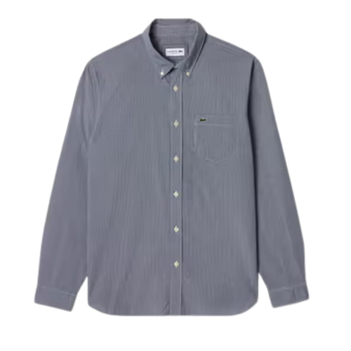 LACOSTE Regular Fit Gingham Poplin Grey Shirt