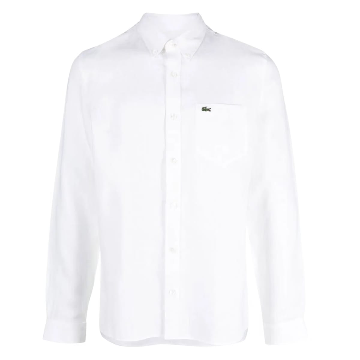 Lacoste logo embroidered button down white shirt