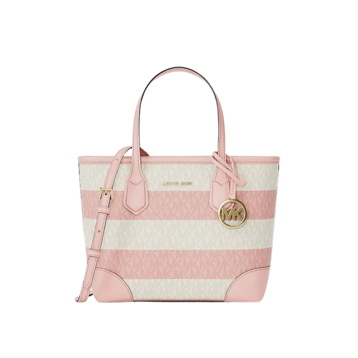 Michael Kors Eva Extra-Small Striped Signature Logo Convertible Tote Bag Powder Blush