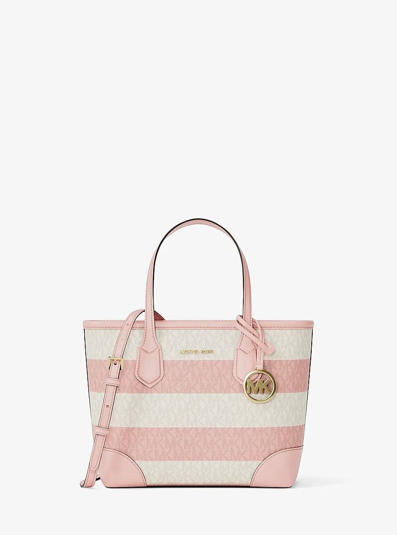 Michael Kors Eva Extra-Small Striped Signature Logo Convertible Tote Bag Powder Blush