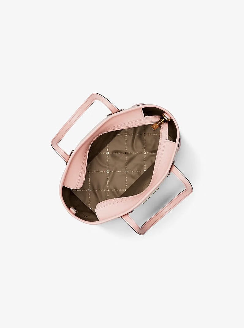 Michael Kors Eva Extra-Small Striped Signature Logo Convertible Tote Bag Powder Blush