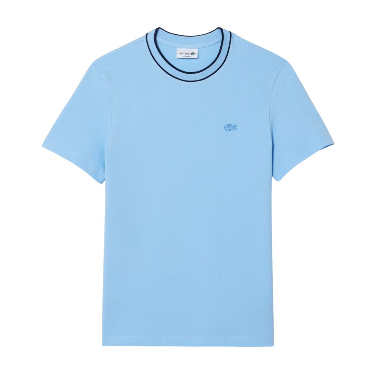 Lacoste Men's Stretch Piqué Striped Collar Blue T-Shirt