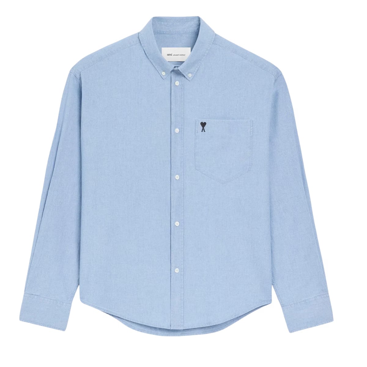 AMI Paris Ami de Coeur embroidered shirt blue cotton