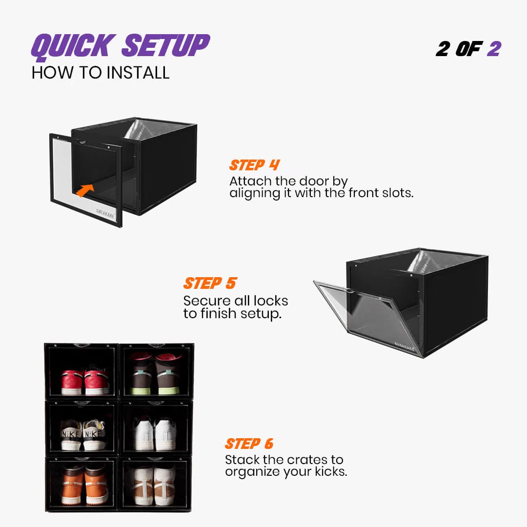 Stack'Em Sneaker Crates | Black (Front Drop)