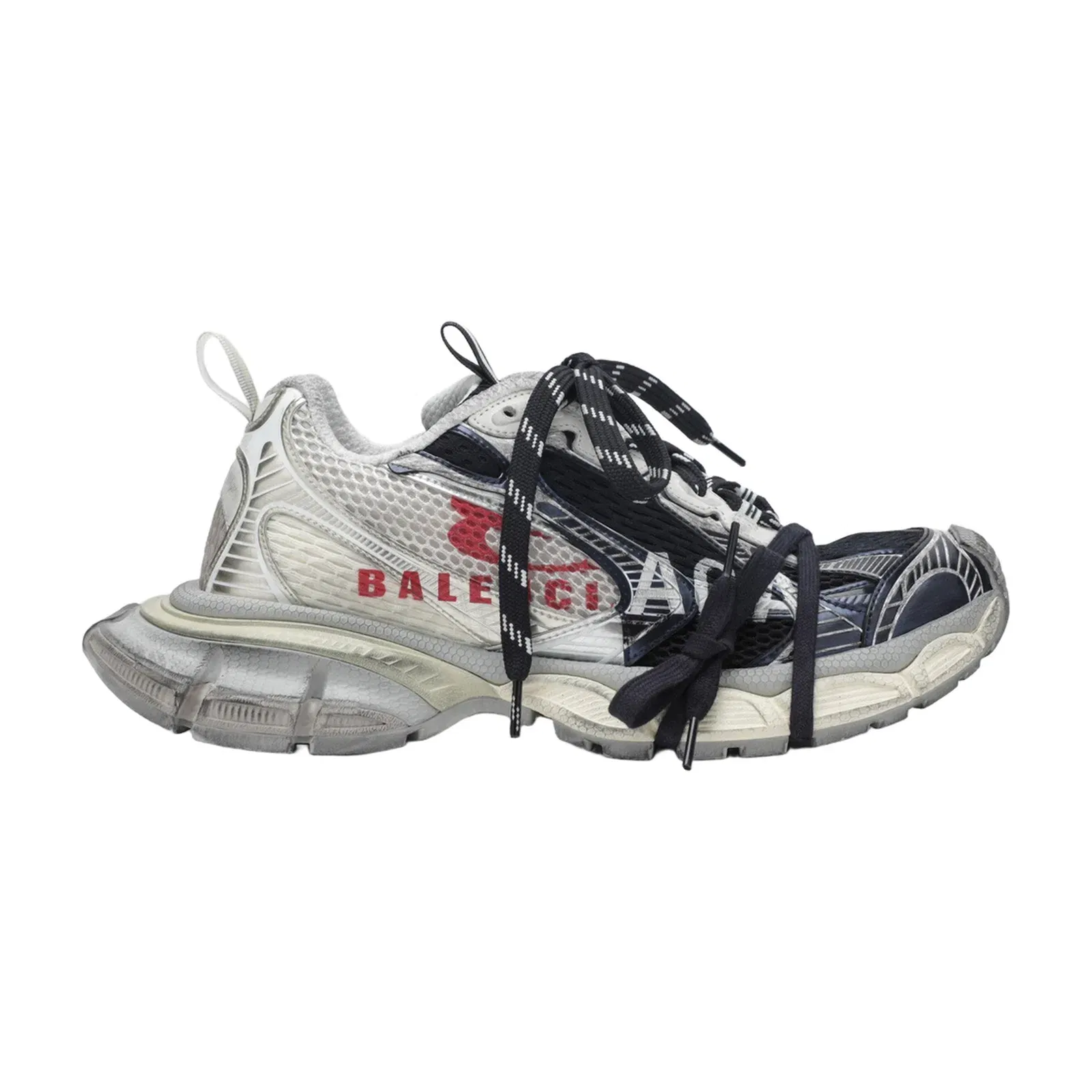 3XL Split Logo Sneakers in Light Yellow Red Navy