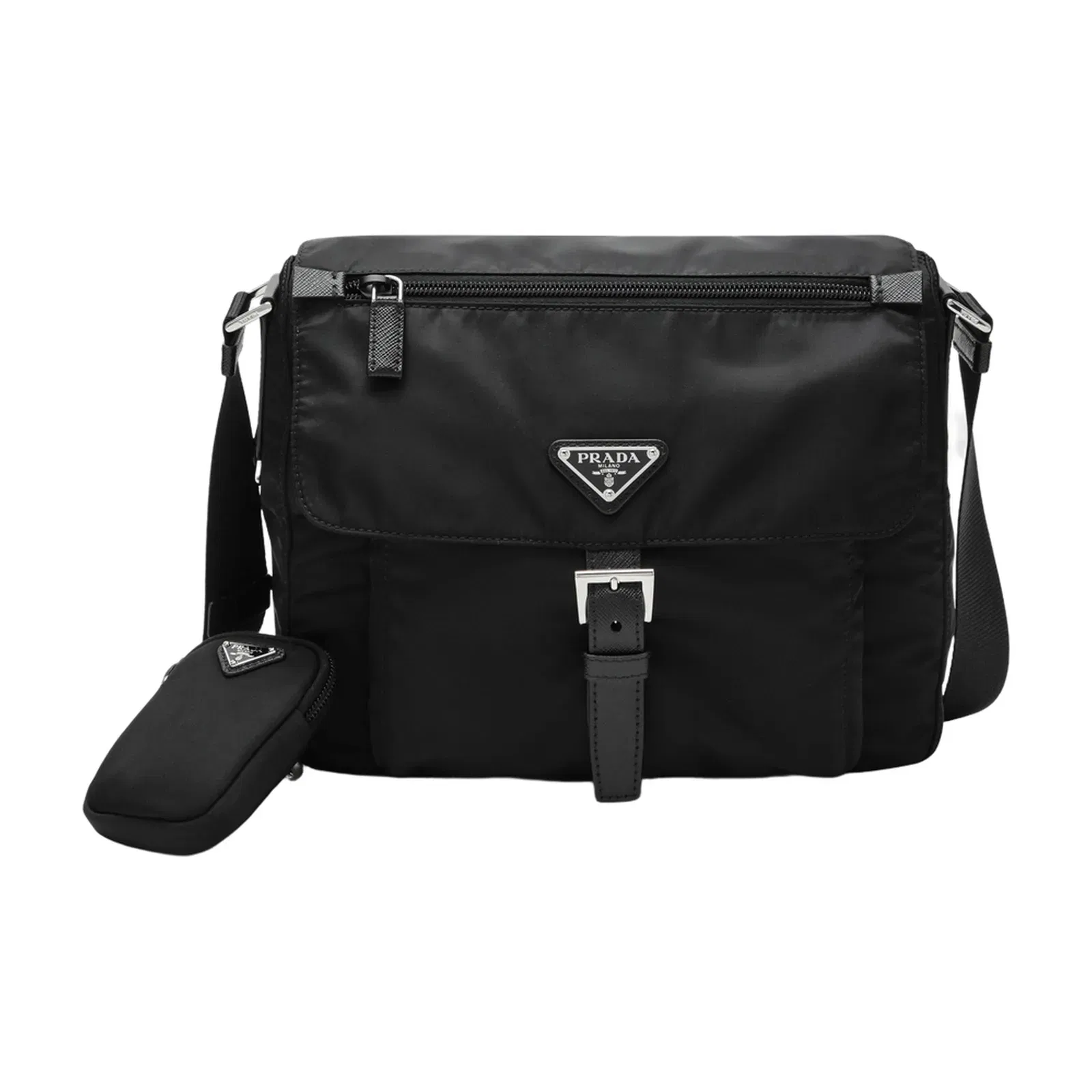 Re-Nylon Recycled Polyamide Shoulder Bag - Nero