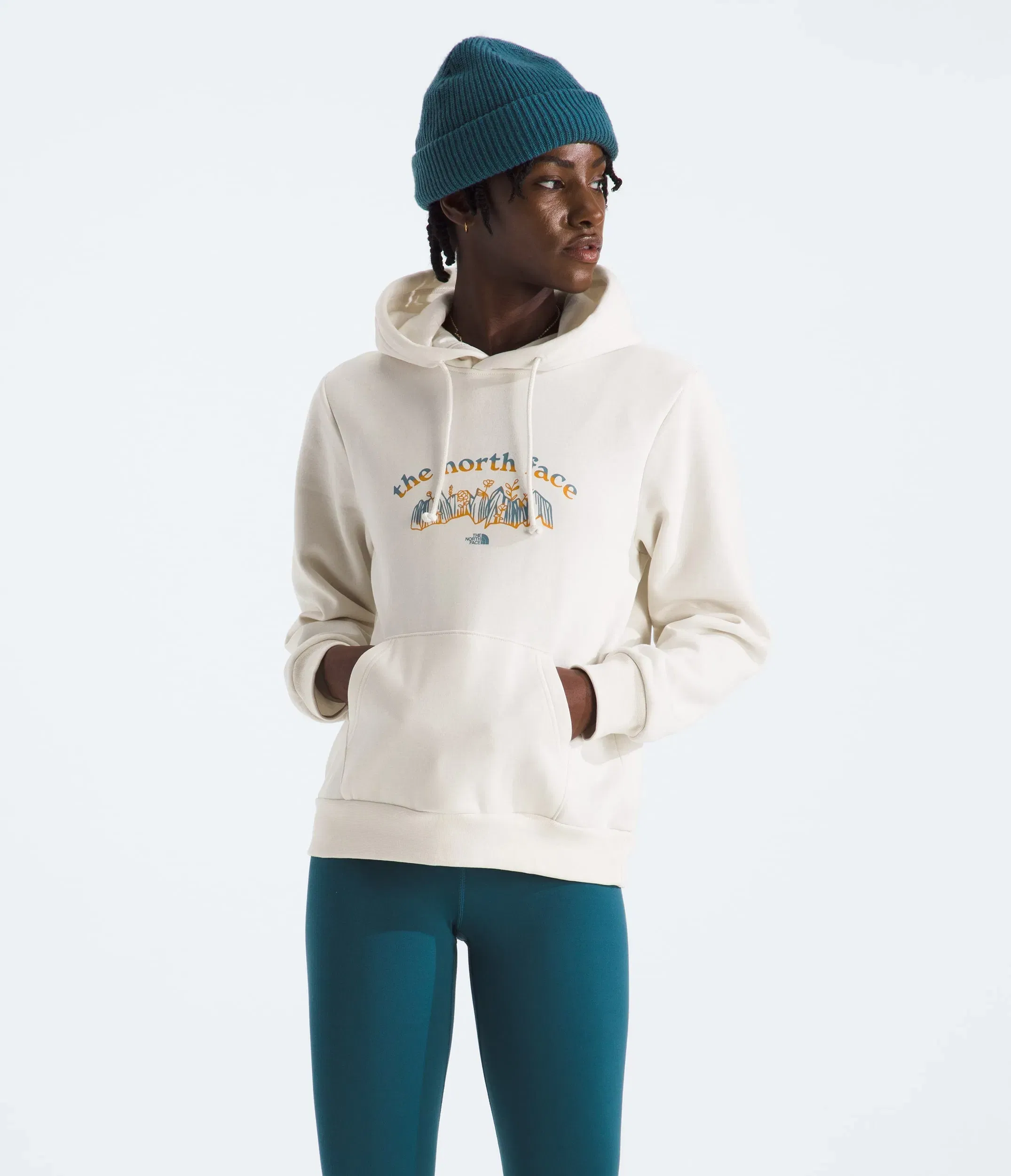 The North Face Women’s Evolution Retro-Growth Hoodie—Graphic White Dune