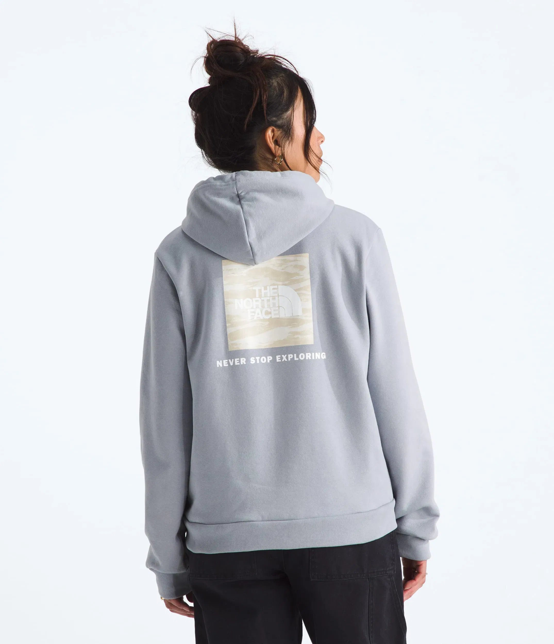 The North Face Women’s Evolution Box NSE Fill Light Hoodie—Graphic Blue Flax