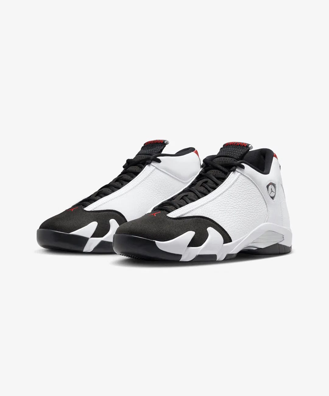 JORDAN | AIR JORDAN 14 RETRO "BLACK TOE" { WHITE/VARSITY RED-BLACK-METALLIC SILVER