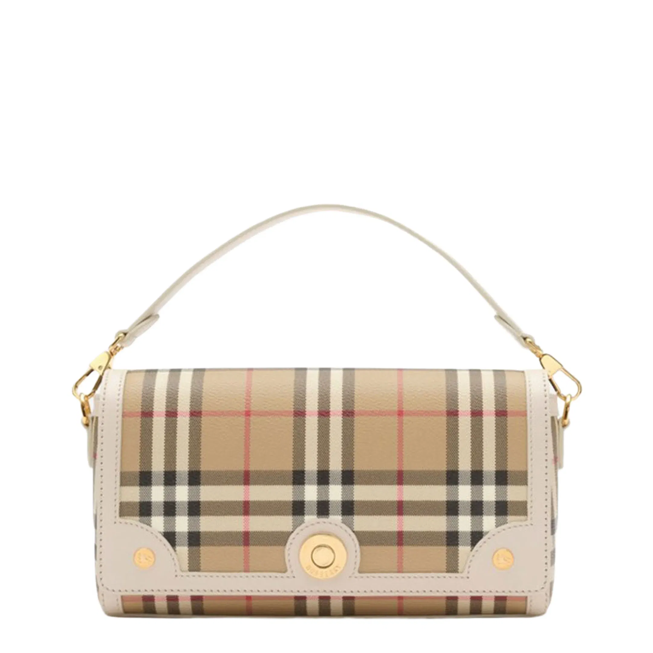 Note Coated Textile Top Handle Bag - Vintage Check/Soap Beige