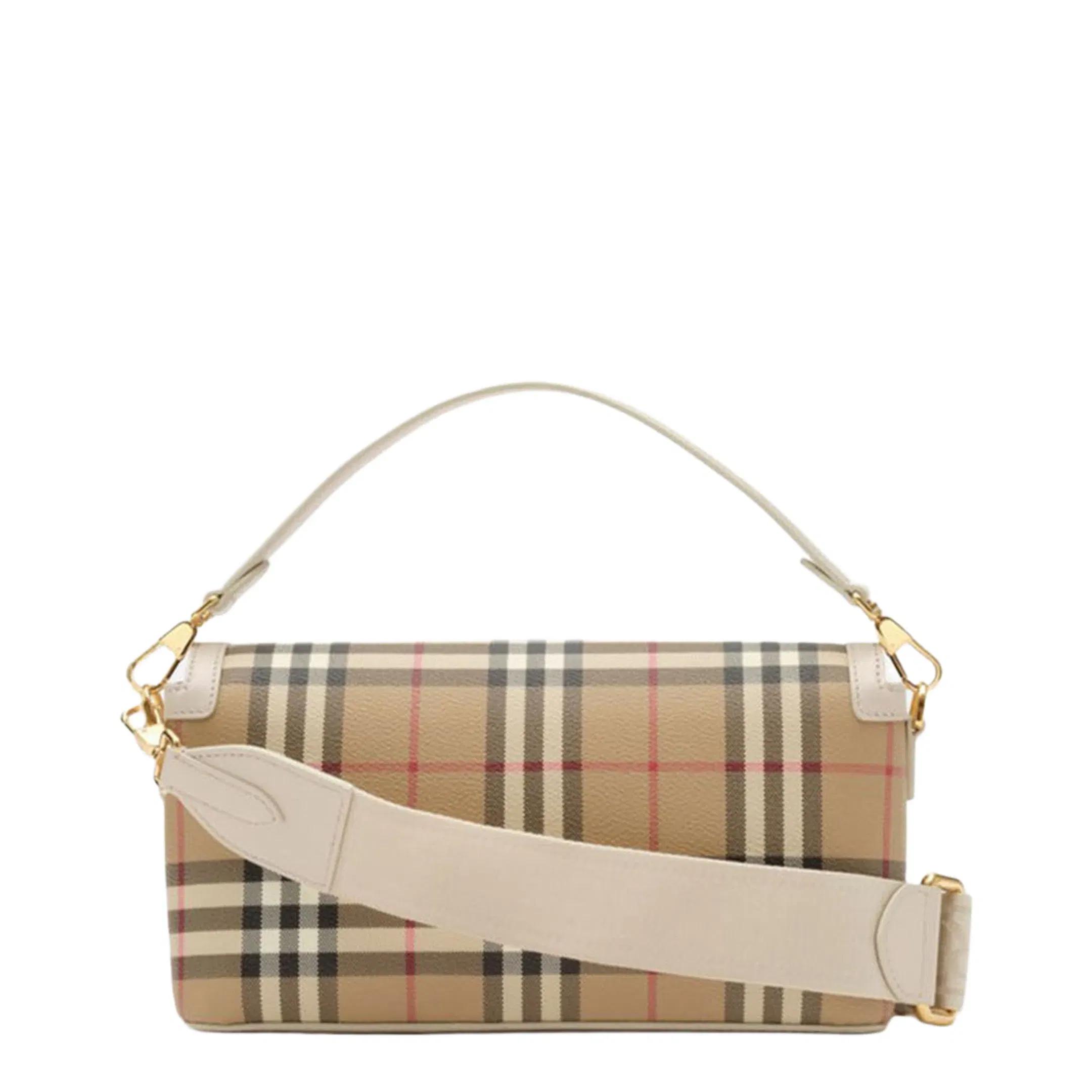 Note Coated Textile Top Handle Bag - Vintage Check/Soap Beige