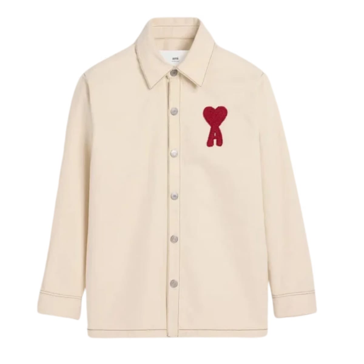AMI PARIS || Beige Cotton AMI DE COEUR Overshirt Shacket