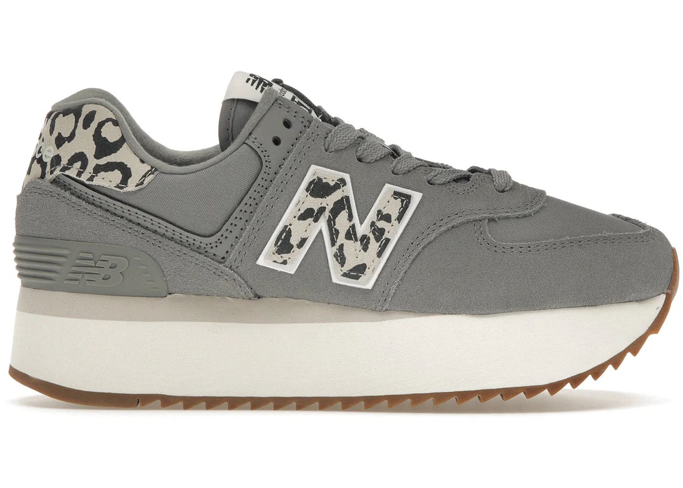 New Balance 574 Plus Shadow Grey Leopard Print Womens