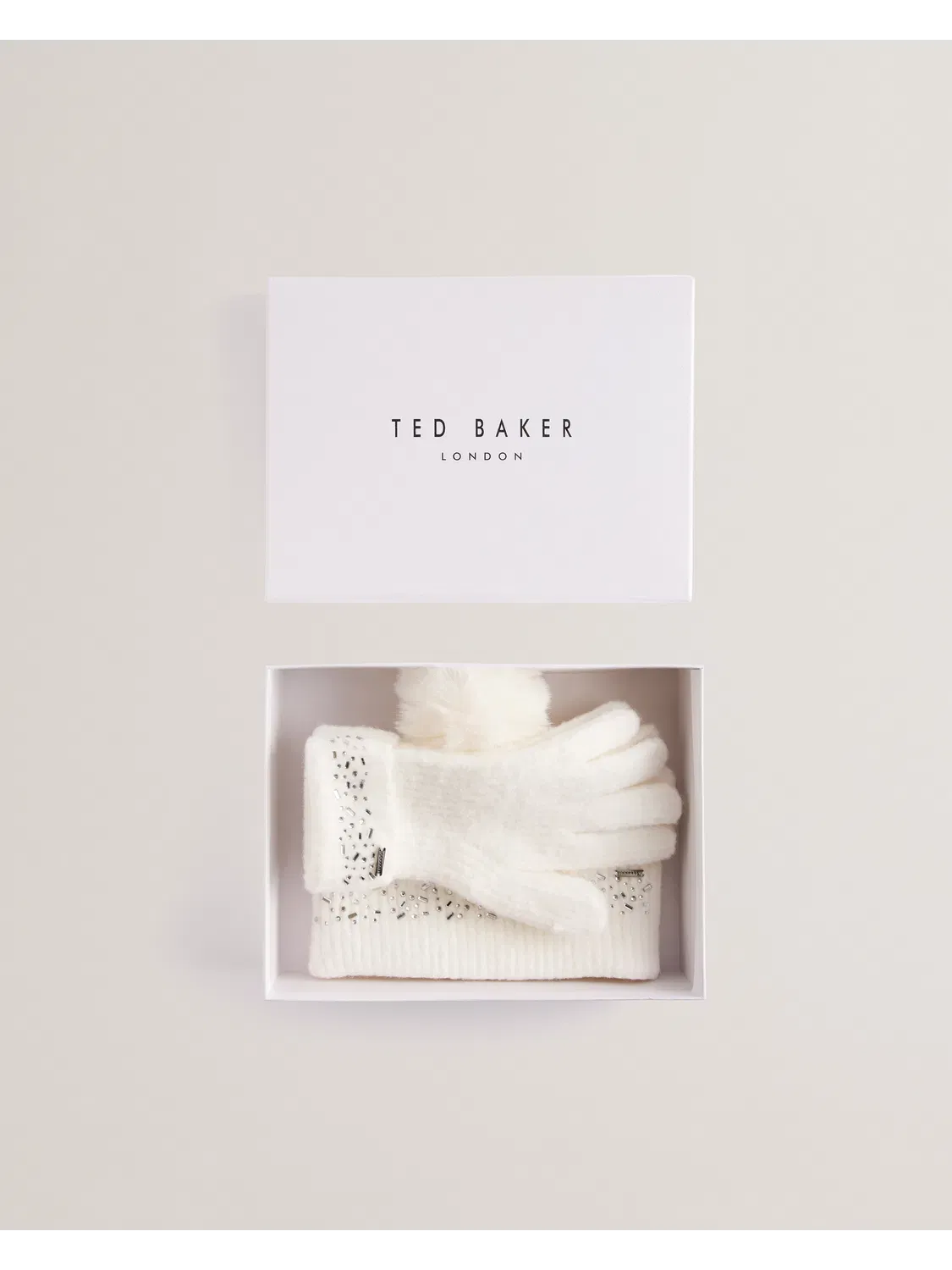 Ted Baker Keriis Rhinestone Knitted Hat And Gloves Set Women's