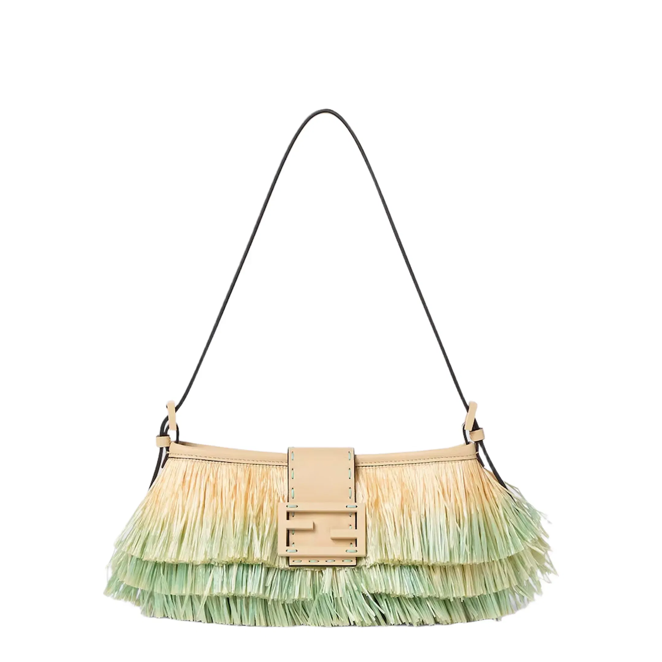 Baby B Mini Bag In Light Green Ombré Raffia