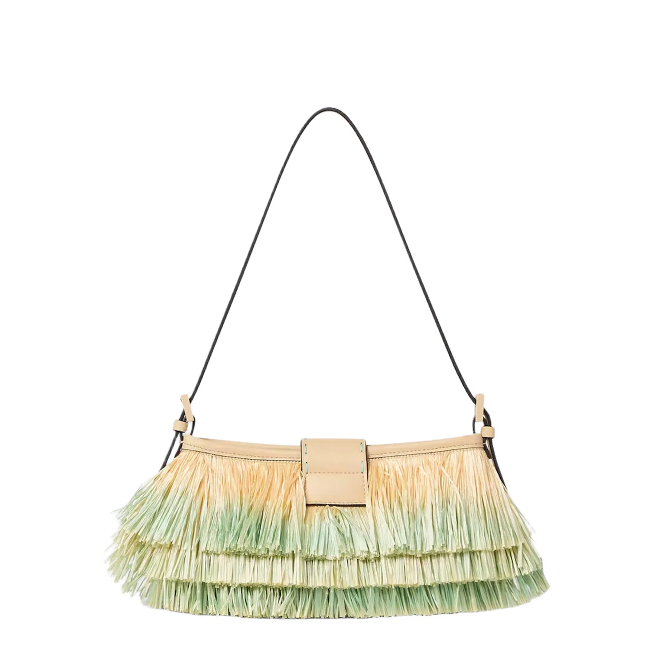 Baby B Mini Bag In Light Green Ombré Raffia