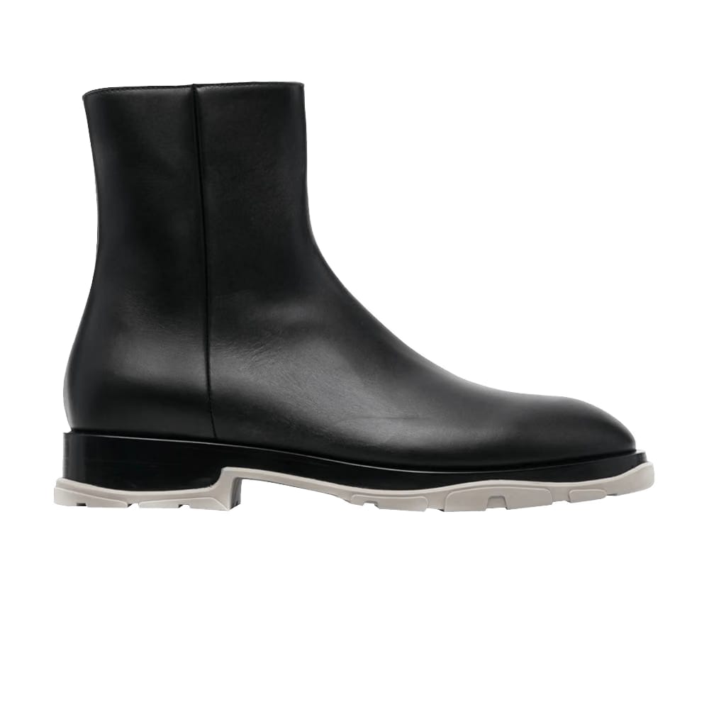 Alexander McQueen Half Leather Boot Black Grey