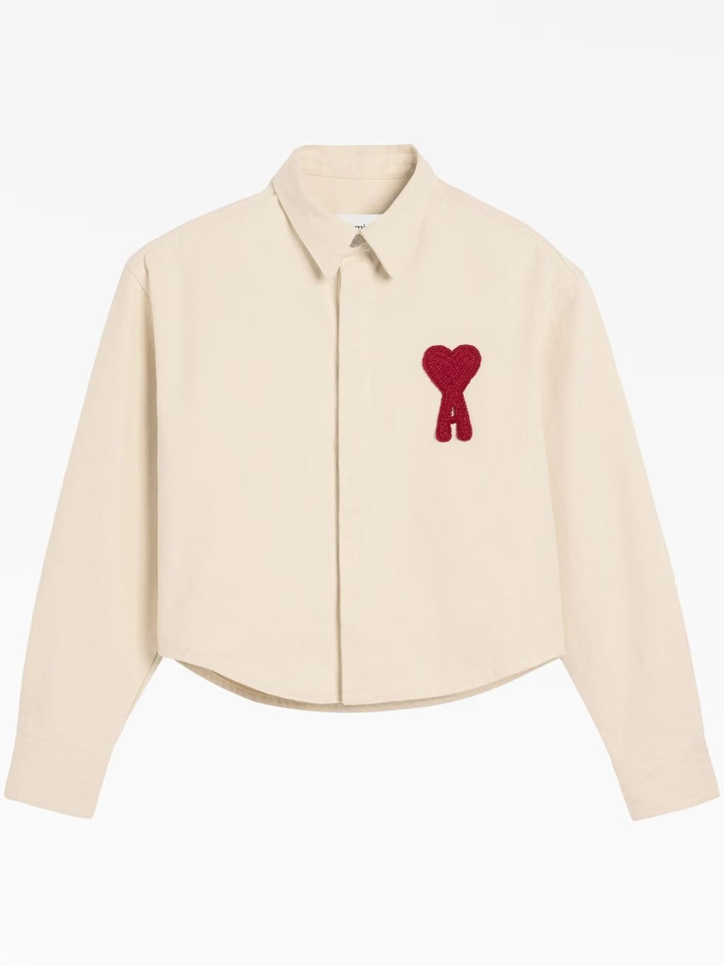 AMI Paris women's Natural Cotton Ami De Coeur Cropped Shirt