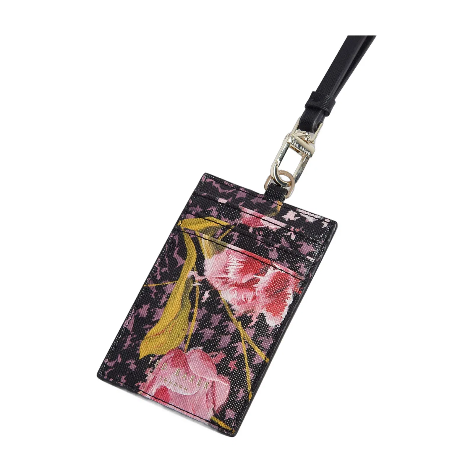 Ted Baker Tuly Floral Check Print Card Holder Lanyard Women's
