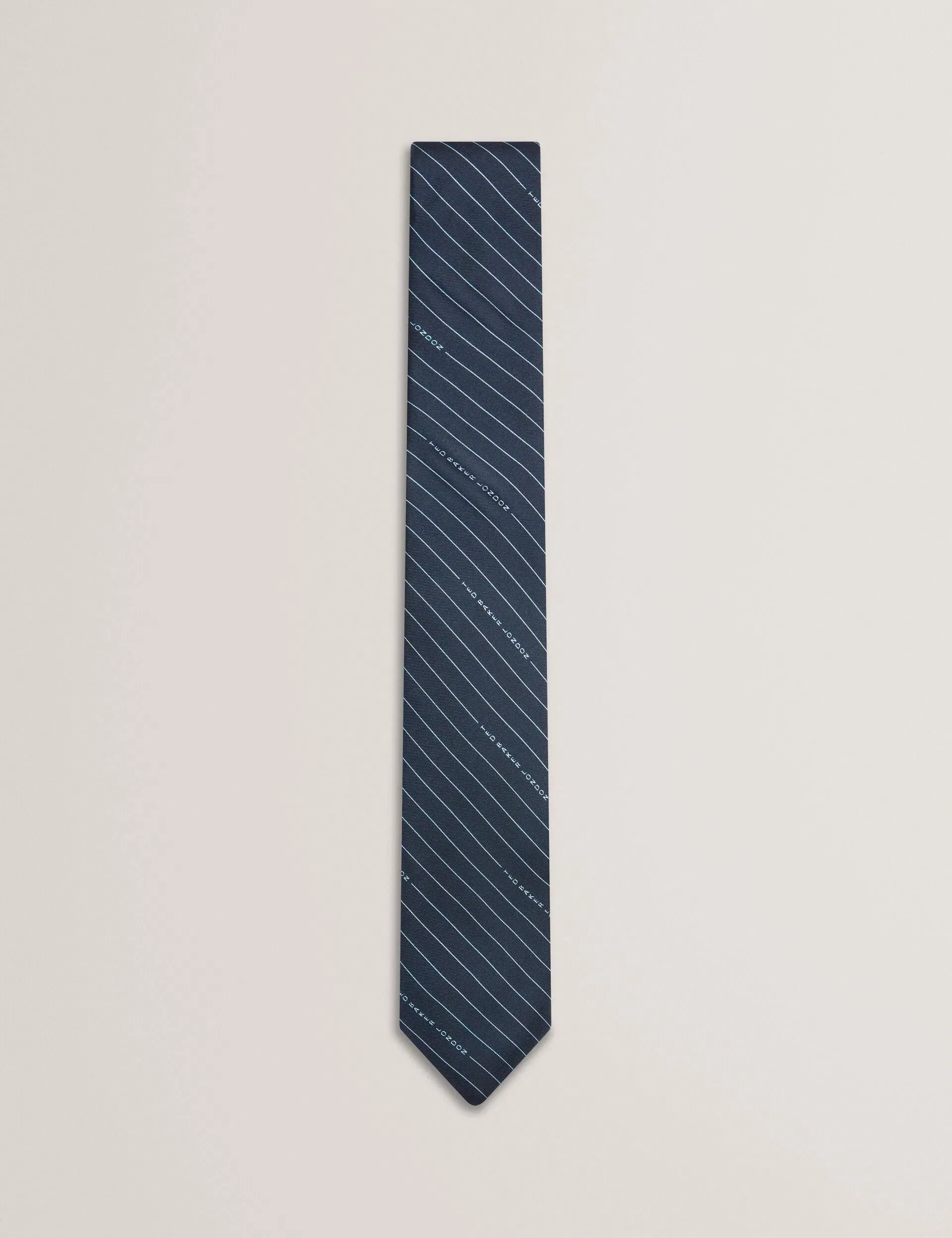 Ted Baker Octavio Logo Pinstripe Woven Silk Tie